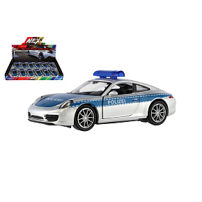 Auto Welly policie Porsche 911(991) Carrera S kov/plast 12cm volný chod 12ks v boxu