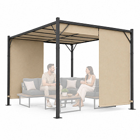 Zahradní pergola terasová 3x4 m ocelová altán střecha béžová MultiGarden Zahradní pergola terasová 3x4 m ocelová altán střecha béžová MultiGarden