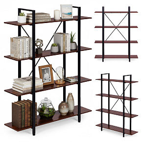 Loft Industrial Shelf for Living Room Office 4 Shelves Metal Frame ModernHome