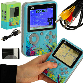 Přenosná herní konzole mini elektronická retro 500 her modrá