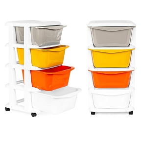 Storage organiser with 4 pull-out drawers legs with castors ModernHome