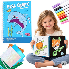 WOOPIE Kreativní sada s fóliovou omalovánkou delfín 121 dílů WOOPIE Kreativní sada s fóliovou omalovánkou delfín 121 dílů