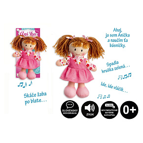 Panenka Anička hadrová plyš 20cm slovensky mluvící na kartě