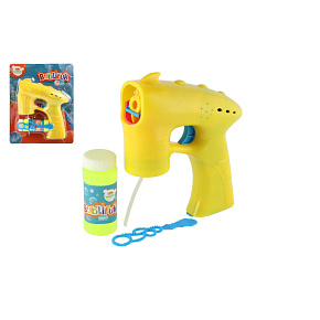 Bublifuk pistole žlutá plast 13cm + 1 náplň na baterie na kartě 