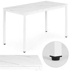 Table for Kitchen Dining Room for 4-5 People Computer Desk 120x60 cm White Marble ModernHome