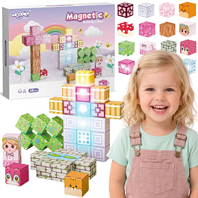 Woopie Magnetické Kostky 48 ks Montessori Vzdělávací Skládačka 3D