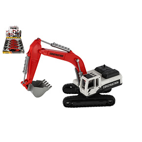 Stavební stroj bagr pásový plast/kov 8x26cm na volný chod 8ks v boxu