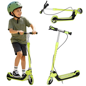 Koloběžka pro děti TRIKE FIX dvoukolová LED skládací dvojité brzdy neonově zelená
