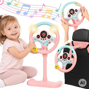 WOOPIE Interaktivní volant do auta se světly růžový WOOPIE Interaktivní volant do auta se světly růžový