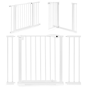 Safety gate barrier, 74-105 cm, for stairs and doors, steel, additional panels, white, ECOTOYS