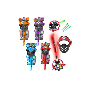 Ninja sada plast meč + maska + šipky 3ks na baterie se zvukem, světlem 4 barvy na kartě 20x62cm