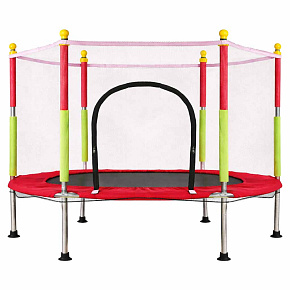 Trampolína do domu zahrady pro děti síť míčky 140 cm 55 palců červená