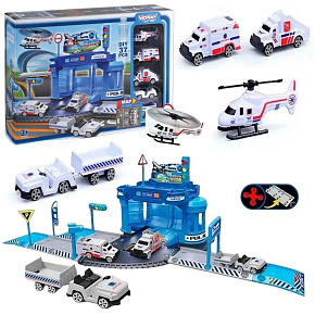 WOOPIE Tematická Sada Policejní Stanice na Letišti s Auty a Vrtulníkem 37ks.