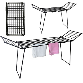 Clothes drying rack, standing, extendable, for balcony, 27 meters, black Clothes drying rack, standing, extendable, for balcony, 27 meters, black