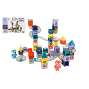 Kuličková dráha magnetická s figurkami plast 102ks v krabici 49x35x9cm