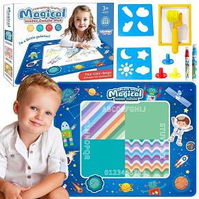 WOOPIE Vodní podložka na malování XXL 100x80cm Vesmír Modrá