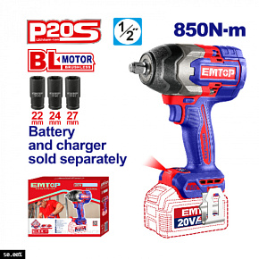 Aku rázový utahovák 20V 850Nm 1/2" solo Aku rázový utahovák 20V 850Nm 1/2" solo