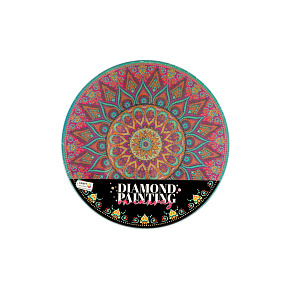 Kreativní sada diamantové malování mandala - květina zelená na kulatém plátně 30cm