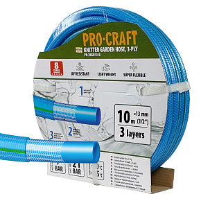 Modrá zahradní hadice Procraft PR-3KGH1310 3 vrstvy, 1/2" 10m Modrá zahradní hadice Procraft PR-3KGH1310 3 vrstvy, 1/2" 10m