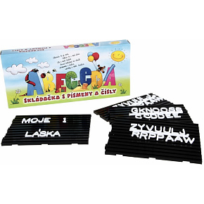 Abeceda Skládačka s písmenky a čísly +podložky plast v krabici 31x13x4cm