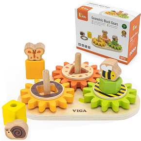 VIGA Dřevěný Třídič Kruhů Tvarů a Mechanismů 18m+