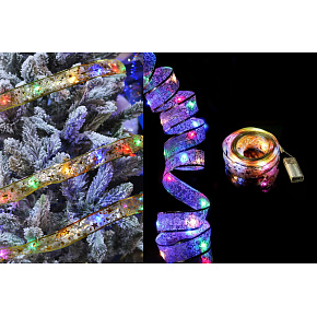 Vánoční stuha s LED světýlky 200cm 20LED - Stříbrná stuha/studená bílá Vánoční stuha s LED světýlky 200cm 20LED - Stříbrná stuha/studená bílá