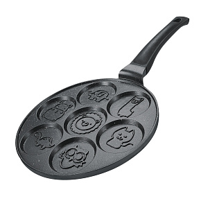 Herzberg HG-CP267ANL: 26cm Pánev na palačinky a crepes s mramorovým povrchem - 7 roztomilých zvířat Herzberg HG-CP267ANL: 26cm Pánev na palačinky a crepes s mramorovým povrchem - 7 roztomilých zvířat