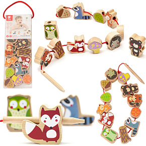 CLASSIC WORLD Dřevěné Kostky na Navlékání Lesní Zvířata 13 ks. CLASSIC WORLD Dřevěné Kostky na Navlékání Lesní Zvířata 13 ks.