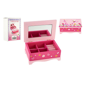 Skříňka šperkovnice Princess zrcadlo dřevo 17x7x11,5cm v krabici Skříňka šperkovnice Princess zrcadlo dřevo 17x7x11,5cm v krabici