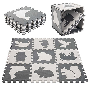 Pěnová vzdělávací podložka pro děti puzzle šedá 85 x 85 cm 9 dílů