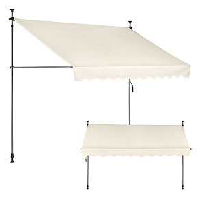 Balcony Sunshade Awning 300x120 cm, Height Adjustable, Waterproof with Hand Crank, Beige, MultiGarden Balcony Sunshade Awning 300x120 cm, Height Adjustable, Waterproof with Hand Crank, Beige, MultiGarden
