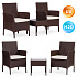 Garden Furniture Set 2 Armchairs + Table Tempered Glass Brown MultiGarden