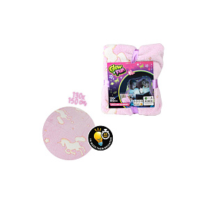 Deka Jednorožec svítící ve tmě plyš 130x150cm růžová