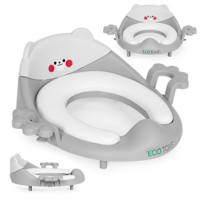 Nástavec na toaletu pro děti s úchyty měkký polštář šedý ECOTOYS