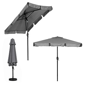 Obdélníkový velký zahradní slunečník šikmý sklápěcí s klikou šedý 200x130 cm MultiGarden Obdélníkový velký zahradní slunečník šikmý sklápěcí s klikou šedý 200x130 cm MultiGarden