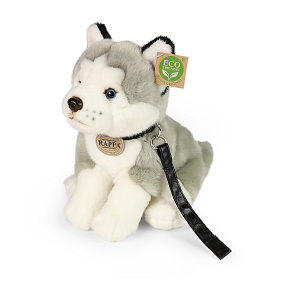 Plyšový pes husky s vodítkem 28 cm ECO-FRIENDLY Plyšový pes husky s vodítkem 28 cm ECO-FRIENDLY