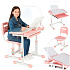 Dětský školní psací stůl s nastavitelnou židlí a LED lampou USB růžový