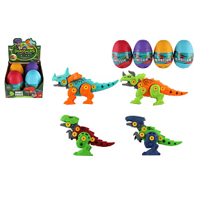 Dinosaurus šroubovací ve vejci plast 15cm 4 druhy 4ks v boxu