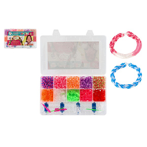 Kreativní sada Udělej si svůj náramek - pletací stav a gumičky 2400ks v pl. krabici 28x17x6cm