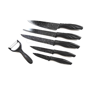 6 dílná sada kuchyňských nožů SwissHome s keramickou vrstvou - Černé