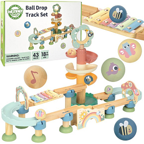 WOOPIE GREEN Dřevěná kuličková dráha se zvukovými efekty xylofon FSC WOOPIE GREEN Dřevěná kuličková dráha se zvukovými efekty xylofon FSC