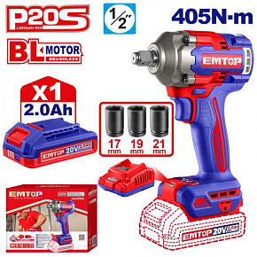 Aku rázový utahovák 20V 405Nm 1/2" 1x2.0Ah Aku rázový utahovák 20V 405Nm 1/2" 1x2.0Ah