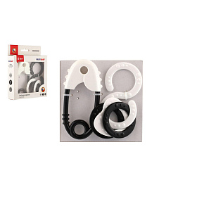 Chrastítko 2 ks kontrastní černobílé plast 13cm 2 barvy v krabičce 12,5x16cm 0m+