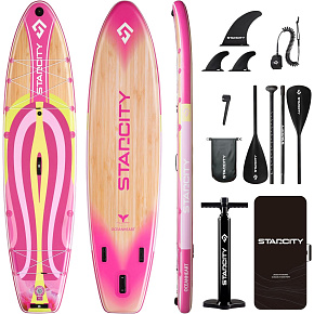 Lebula SUP deska nafukovací pro paddleboarding set 351 cm růžová Lebula SUP deska nafukovací pro paddleboarding set 351 cm růžová