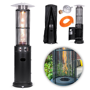 Gas patio heater, 11 kW, for terrace, garden, and patio, regulator, hose, cover, MultiGarden