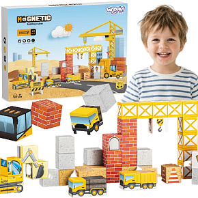 WOOPIE Magnetické Stavební Kostky Staveniště 49 ks.
