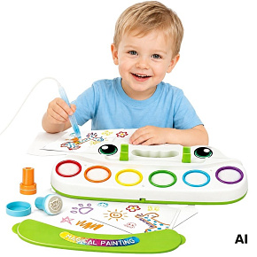 WOOPIE Kreativní sada na malování pro děti, LED štětec, razítka, 6 barev WOOPIE Kreativní sada na malování pro děti, LED štětec, razítka, 6 barev