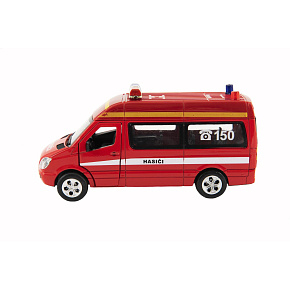 Auto hasiči záchranáři kov/plast 15cm na baterie se světlem se zvukem na zpětné natažení 6 ks v boxu