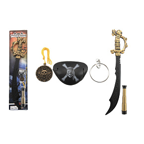 Pirátská sada meč s doplňky plast 58cm na kartě