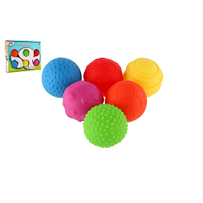 Sada míčků 6ks s texturou gumové 6cm v krabici 6m+ Sada míčků 6ks s texturou gumové 6cm v krabici 6m+